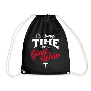 It's always Time for a glass of wine - Drawstring Bag - black - Front