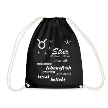 Stier_Sternzeichen - Turnbeutel - Schwarz - Vorne