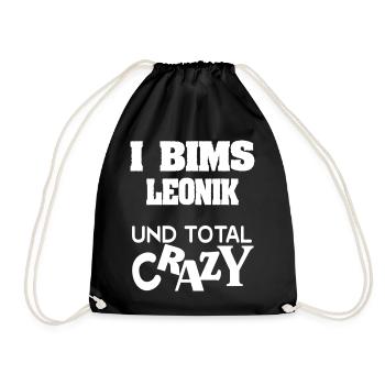 Leonik als Crazy - Turnbeutel - Schwarz - Vorne