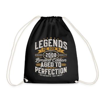 2008 Vintage Birthday Vintage Retro Gift - Drawstring Bag - black - Front