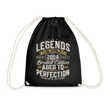 2008 Vintage Vintage Birthday Gift Retro - Drawstring Bag - black - Front