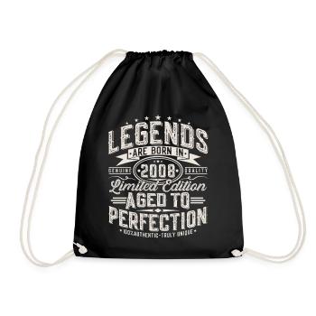 18th Birthday 2008 Vintage 18 Year Gift - Drawstring Bag - black - Front