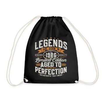 1986 Vintage Birthday Vintage Retro Gift - Drawstring Bag - black - Front