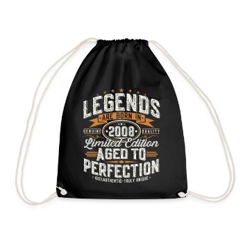 2008 Jahrgang Vintage Geburtstag Geschenk Retro - Turnbeutel - Schwarz - Vorne