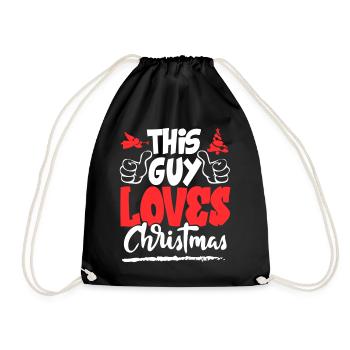 Weihnachten Ich liebe Christmas Sprüche I Love - Turnbeutel - Schwarz - Vorne