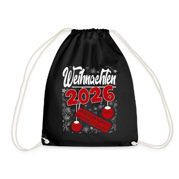 Weihnachten 2026 Burnout Flocken Sprüche Santa - Turnbeutel - Schwarz - Vorne