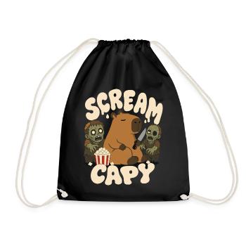 Capybara mit Zombies – Scream Capy - Turnbeutel - Schwarz - Vorne