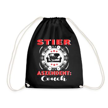Sternzeichen Stier Aszendent Couch Happy Birthday - Turnbeutel - Schwarz - Vorne