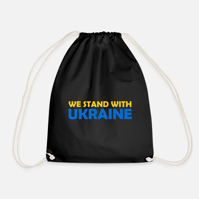 We stand with Ukraine - Drawstring Bag - black