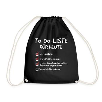 FUN - Bier to do Liste abgehakt - Geschenk - - Turnbeutel - Schwarz - Vorne