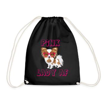 Doux chien papillon rose Lady Girlie Nerd - Sac de sport léger - noir - Devant