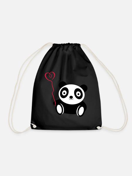 panda love - Turnbeutel - Schwarz
