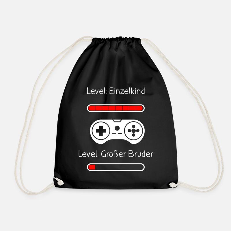 Großer Bruder Level Up Einzelkind Completet Zocker - Turnbeutel - Schwarz