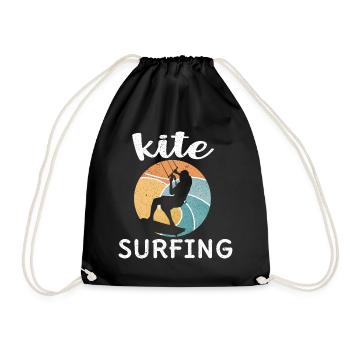 Kitesurfen Kiteboarding Kite Kiten - Turnbeutel - Schwarz - Vorne
