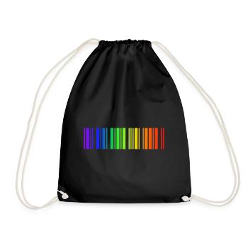 Regenbogen Strichcode, LGBT - Turnbeutel - Schwarz - Vorne