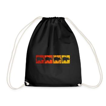 Schweine Schweinchen Retro Sau Bauer Schweine Eber - Turnbeutel - Schwarz - Vorne
