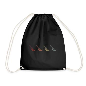 Windsurfing Windsurfer Windsurfing Retro Surfing - Drawstring Bag - black - Front