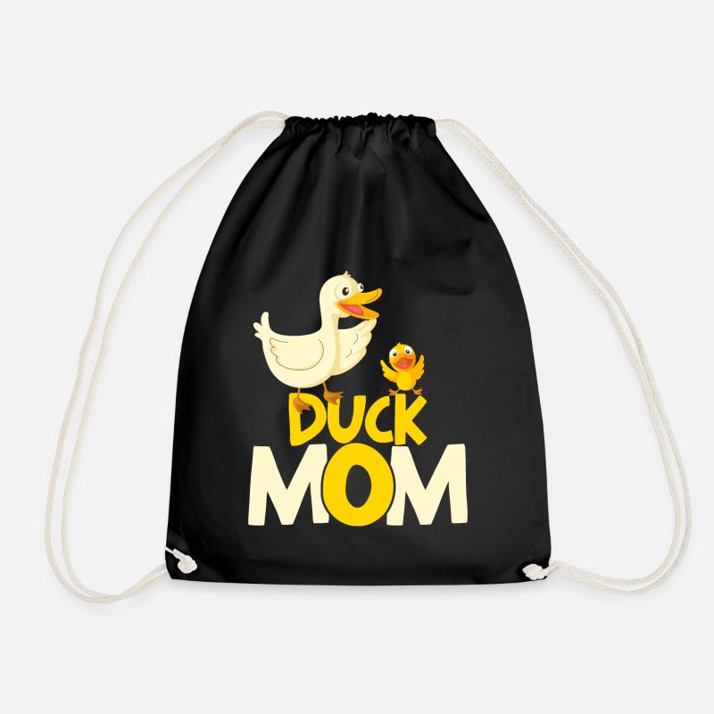 duck owner duck mother duck lover duck duck - Drawstring Bag - black