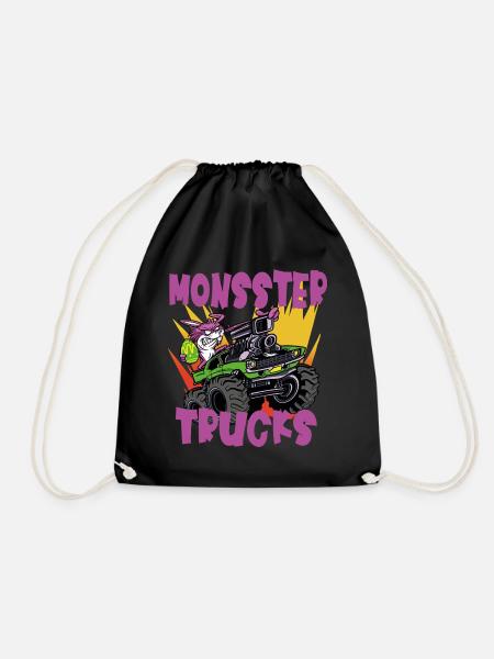 Easter Bunny And Easter Egg Monster Truck Rccars - Drawstring Bag - black