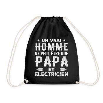 A real man is just a dad and an electrician - Drawstring Bag - black - Front