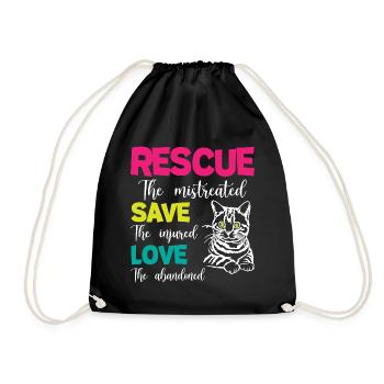 Rescue Save Love Cats - Turnbeutel - Schwarz - Vorne