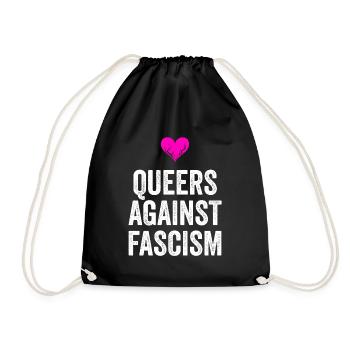 QUEERS AGAINST FASCISM - Turnbeutel - Schwarz - Vorne