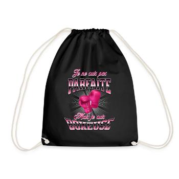 Cadeau original pour boxeuse, Boxe féminine, - Sac de sport léger - noir - Devant
