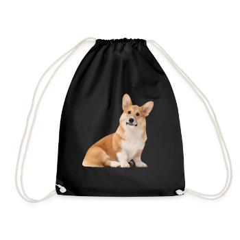 Cute Corgi Dog - Drawstring Bag - black - Front