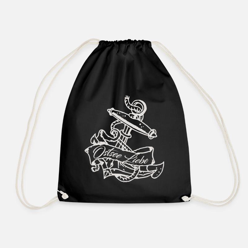 Ostseeliebe - Vintage Tattoo Anker - Turnbeutel - Schwarz
