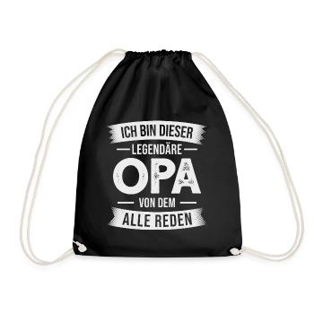 Opa Großvater Opi Großpapa - Turnbeutel - Schwarz - Vorne