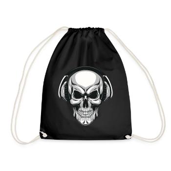 Skull with headphones - Drawstring Bag - black - Front