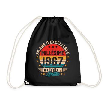 Cadeau d'anniversaire 55 ans millésime 1967 - Sac de sport léger - noir - Devant