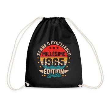 Cadeau d'anniversaire 57 ans millésime 1965 - Sac de sport léger - noir - Devant