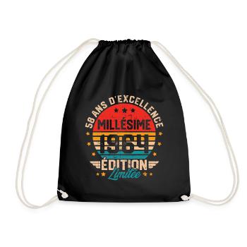 Cadeau d'anniversaire 58 ans millésime 1964 - Sac de sport léger - noir - Devant