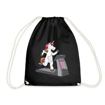 Sportliches Einhorn auf dem Laufband - - Turnbeutel - Schwarz - Vorne