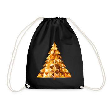 Golden Festive Shine: Radiant Christmas Tree - Drawstring Bag - black - Front