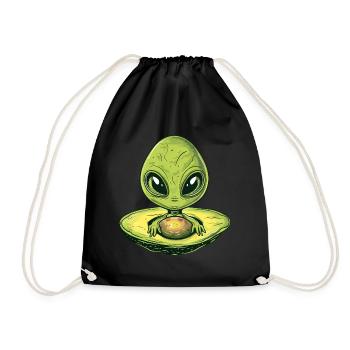 Cooler Alien Avocado mit Sonnenbrille & UFO Design - Turnbeutel - Schwarz - Vorne