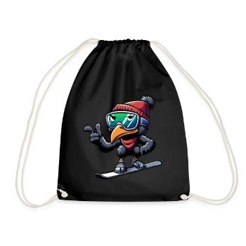 Emu Snowboarder Winter Adventure - Drawstring Bag - black - Front