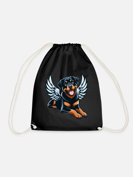 Süßer Rottweiler Engel Comic-Stil - Turnbeutel - Schwarz