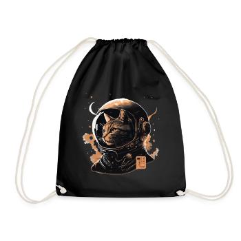 spacecat beige vector - Turnbeutel - Schwarz - Vorne