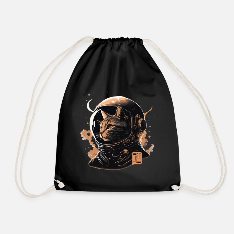 spacecat beige vector - Turnbeutel - Schwarz