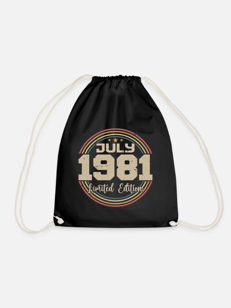 1981 Geburtstag Juli 1981 Geschenk Juli 1981 - Turnbeutel - Schwarz