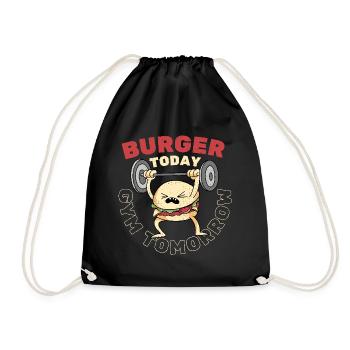 Burger Heute Fitnessstudio Morgen - Turnbeutel - Schwarz - Vorne
