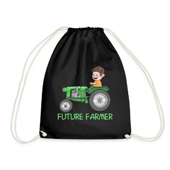 Nachwuchs Landwirt - Bauer - future farmer - Turnbeutel - Schwarz - Vorne