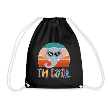 Baby Kind Sprüche Cool Elefant Retro - Turnbeutel - Schwarz - Vorne