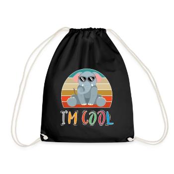 Baby Kind Sprüche Cool Elefant Retro - Turnbeutel - Schwarz - Vorne