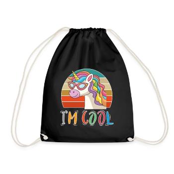 Baby Kind Sprüche Cool Einhorn Unicorn Retro - Turnbeutel - Schwarz - Vorne