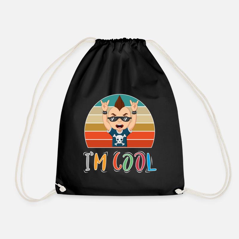 Baby Kind Sprüche Cool Junge Punk Boy Retro - Turnbeutel - Schwarz