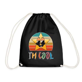 Baby Kind Sprüche Cool Einhorn Stern Stars Retro - Turnbeutel - Schwarz - Vorne