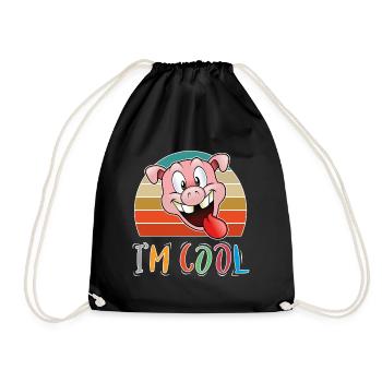 Baby Kind Sprüche Cool Retro Schwein - Turnbeutel - Schwarz - Vorne